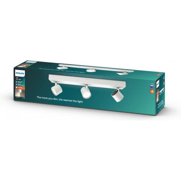 Philips Star WarmGlow LED -spottivalaisin, 3 x 4,5 W, valkoinen