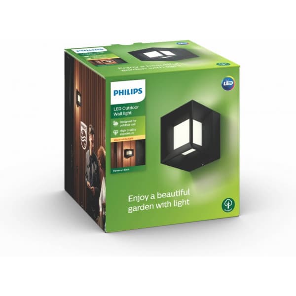Philips Parterre LED-væglampe, 8 W, sort