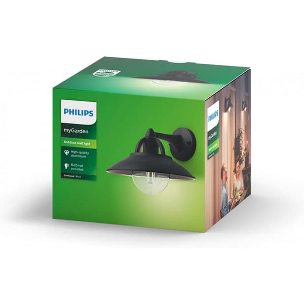 Philips Skarvandt facadebelysning, sort, E27