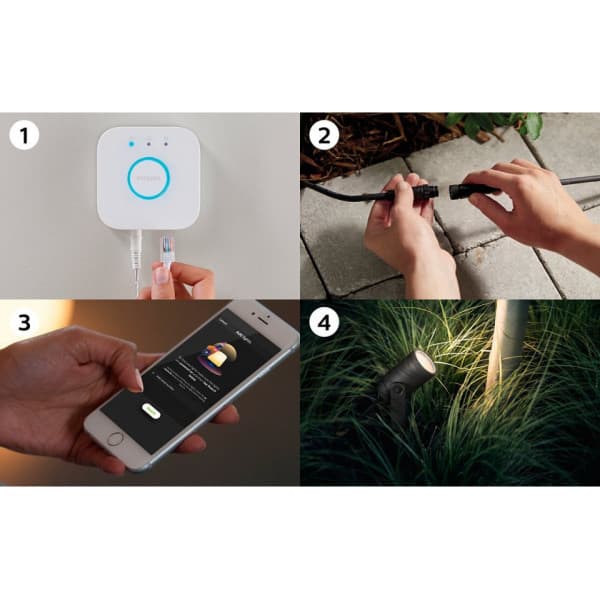 Philips Hue Lily Outdoor white ambiance & color -puutarhan älykohdevalaisinsarja 3kpl, antrasiitti , ulkokäyttöön , 8W