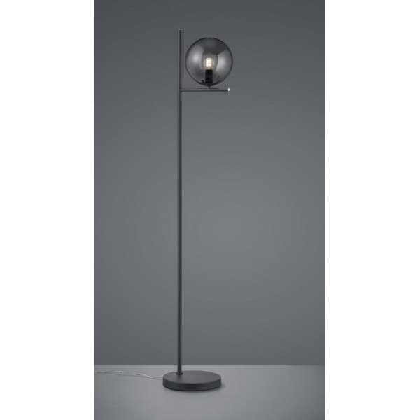 Trio Pure -golvlampa, antracit och rökkupa, E14