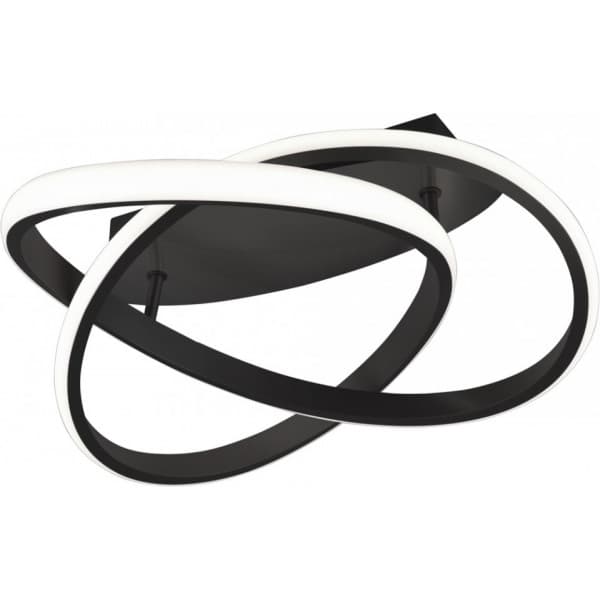 Trio Reality Course -taklampa, svart/stål, 3000K, 2000 lm, 45 cm