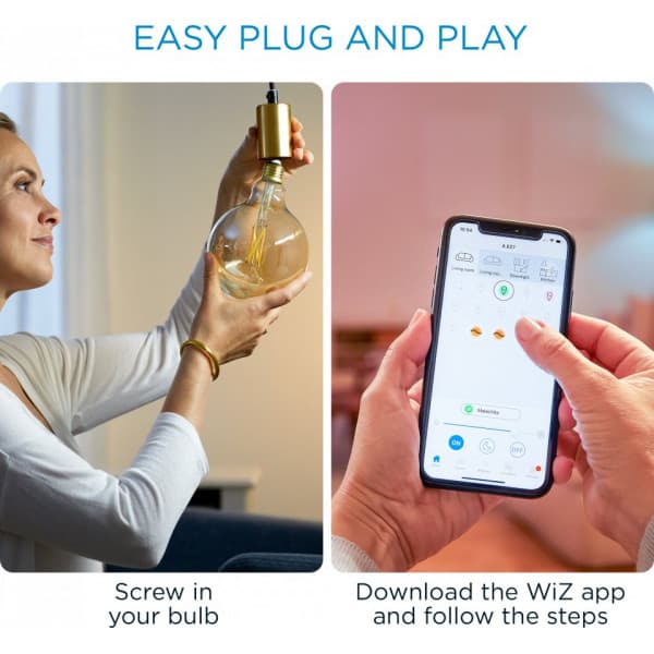 WiZ smartlampe globe, E27, ravfarvet glas, Wi-Fi, 2000-5000 K