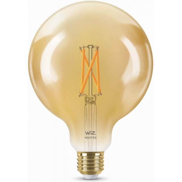 WiZ smartlampe globe, E27, ravfarvet glas, Wi-Fi, 2000-5000 K