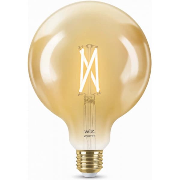 WiZ smartlampe globe, E27, ravfarvet glas, Wi-Fi, 2000-5000 K