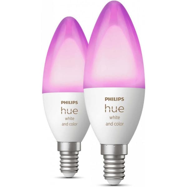 Philips Hue White and Color Ambiance -LED-smartlampa, BT, E14, 470 lm, 2 st förpackning