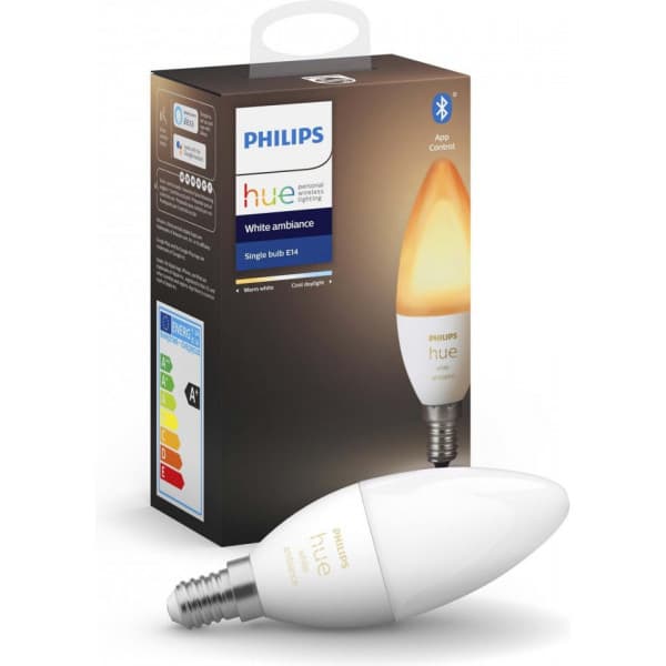 Philips Hue White Ambiance -LED-älylamppu, BT, E14, 470 lm