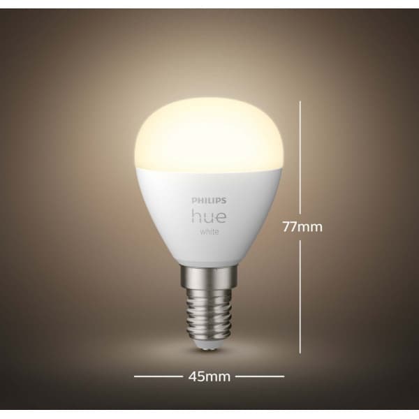 Philips Hue -LED-smartlampa, BT, White, E14, 470 lm, reklamlampa rund, 2 st förpackning