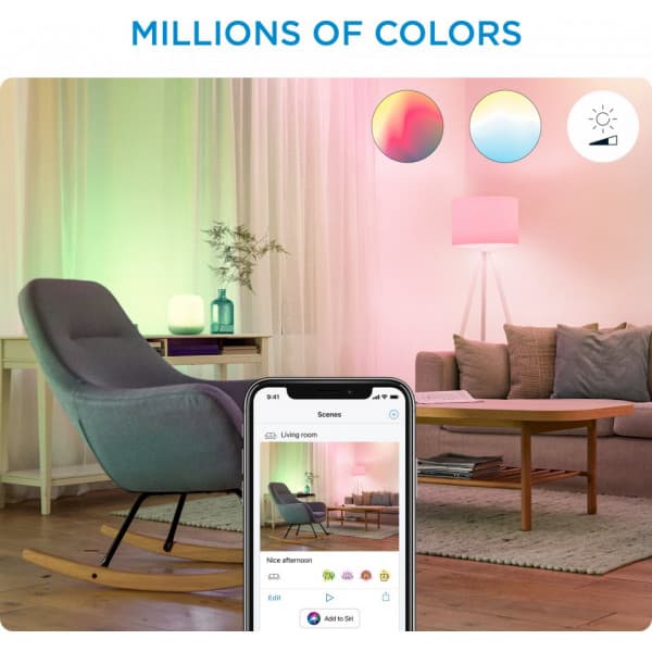 WiZ smartlampe, E14, RGBW - alle farver og nuancer af hvidt lys, Wi-Fi, 470 lm, 2-pak