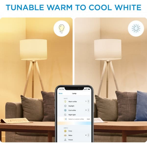 WiZ smartlampe, E14, RGBW - alle farver og nuancer af hvidt lys, Wi-Fi, 470 lm, 2-pak