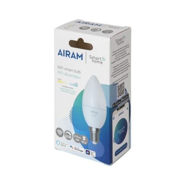 Airam SmartHome -lys lampe, E14, opal, 470 lm, tunable white, WiFi