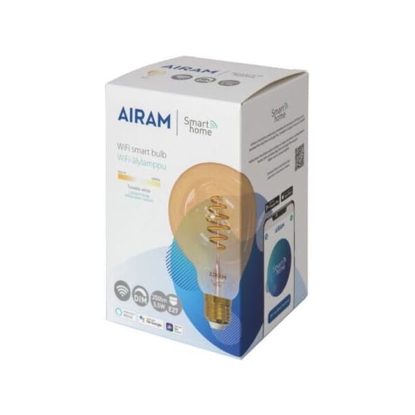 Airam SmartHome Globe 95 -smartlampa, E27, amber, 350lm, 1800-3000K, WiFi