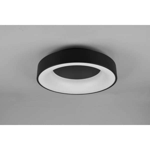 Trio Girona -LED-plafondi, 45 cm, musta, 3100 lm, 3000 K, switch dimmer