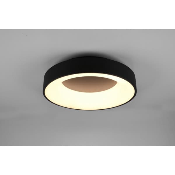 Trio Girona -LED-plafondi, 45 cm, musta, 3100 lm, 3000 K, switch dimmer