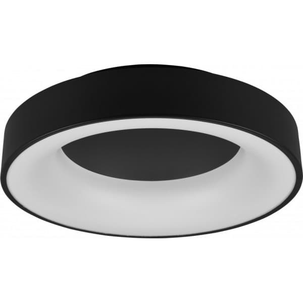 Trio Girona -LED-plafondi, 45 cm, musta, 3100 lm, 3000 K, switch dimmer