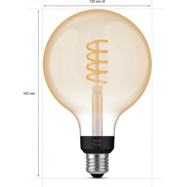 Philips Hue -filamenttiälylamppu, White ambiance, Filament Globe, E27, 9,5 cm