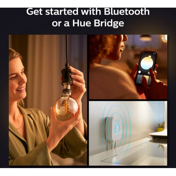 Philips Hue -filamenttiälylamppu, White ambiance, Filament Globe, E27, 9,5 cm