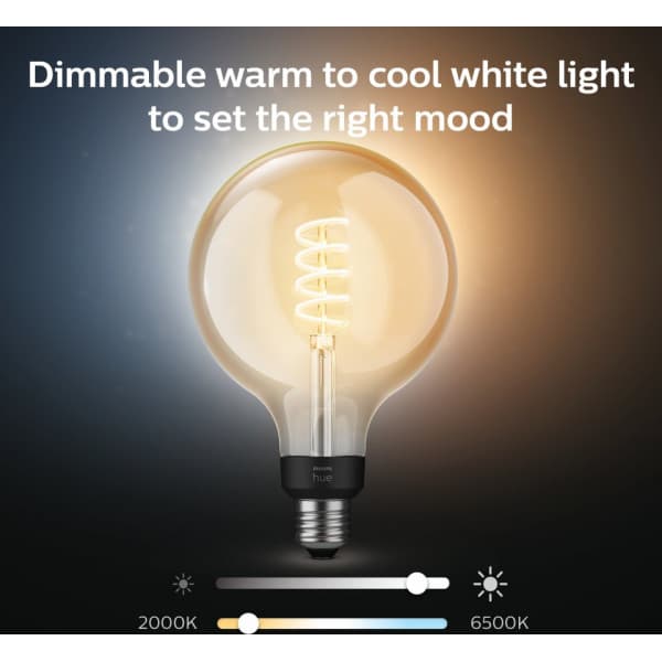Philips Hue -filamentintelligent lampa, White ambiance Filament Globe, E27, 12,5 cm