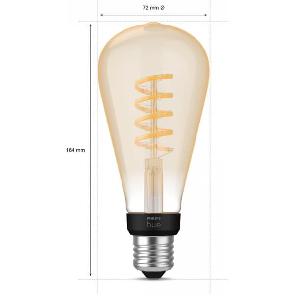 Philips Hue - filamentpære, White ambiance Filament Edison, E27, 550 lm