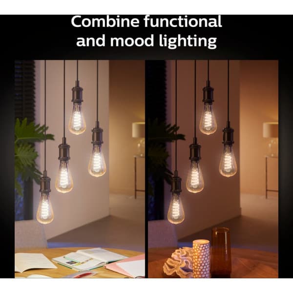 Philips Hue - filamentpære, White ambiance Filament Edison, E27, 550 lm