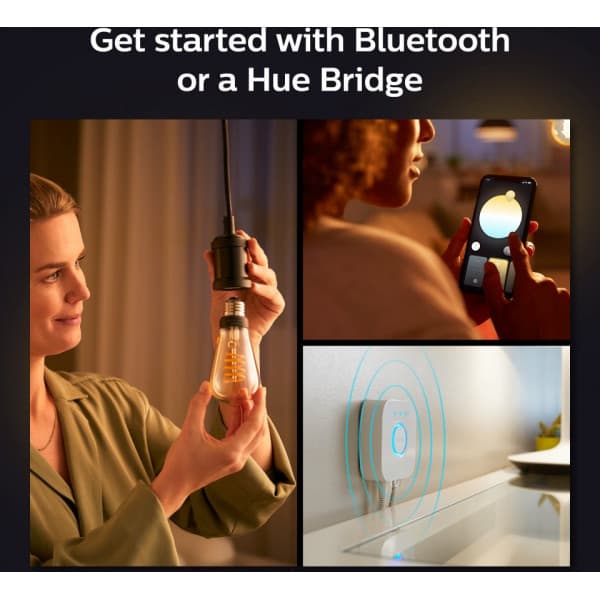 Philips Hue - filamentpære, White ambiance Filament Edison, E27, 550 lm