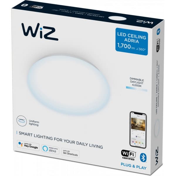 WiZ Adria -loftlampe, rund, 17W, 4000K, WiFi, dæmpbar