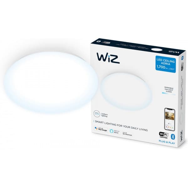 WiZ Adria -loftlampe, rund, 17W, 4000K, WiFi, dæmpbar