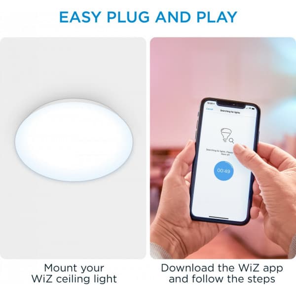 WiZ Adria -loftlampe, rund, 17W, 4000K, WiFi, dæmpbar