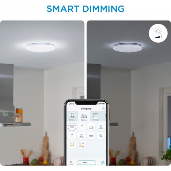 WiZ Adria -loftlampe, rund, 17W, 4000K, WiFi, dæmpbar