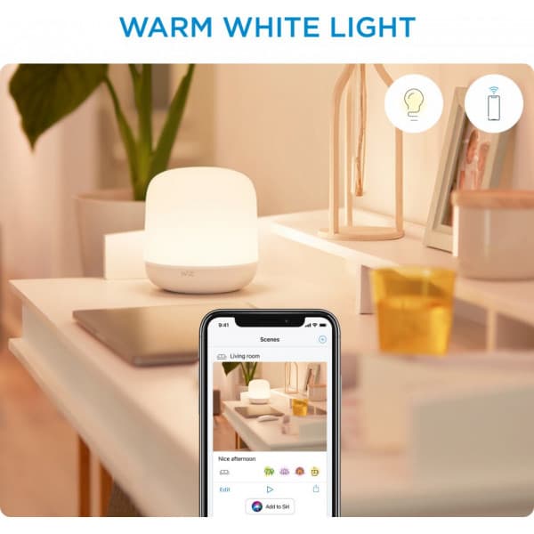 WiZ Squire -bordlampe, RGBW alle farver og nuancer af hvidt lys, Wi-Fi, 620 lm