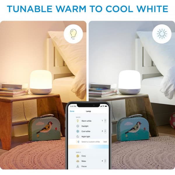 WiZ Squire -bordlampe, RGBW alle farver og nuancer af hvidt lys, Wi-Fi, 620 lm