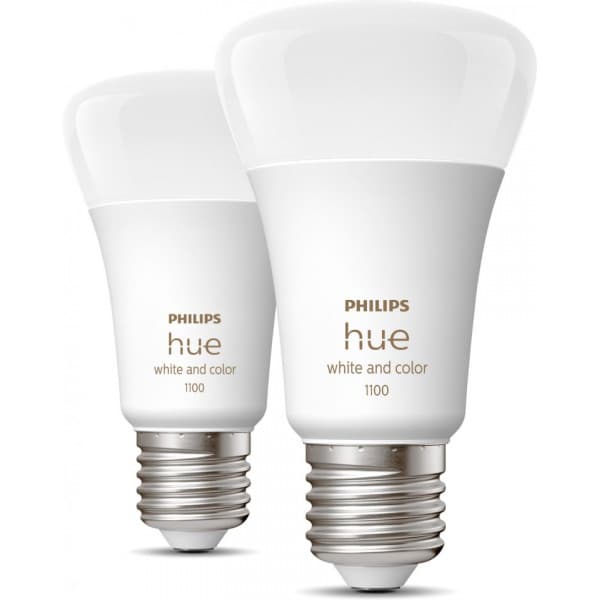 Philips Hue LED-smartlampe, white and color ambiance, E27, 1100 lm, 2-pakning