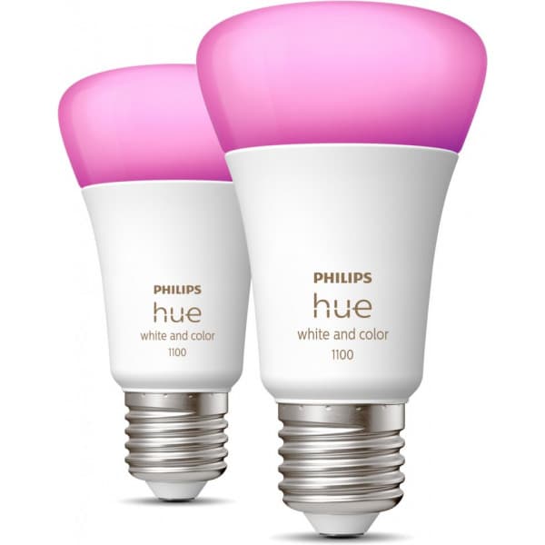 Philips Hue LED-smartlampe, white and color ambiance, E27, 1100 lm, 2-pakning
