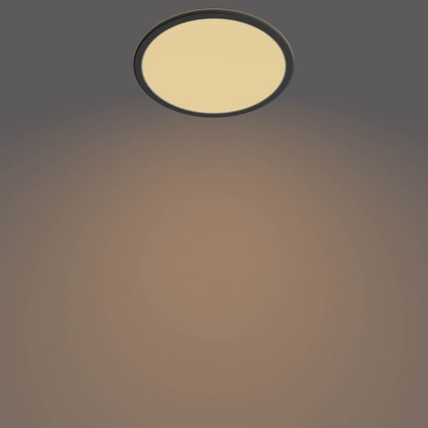Philips Superslim CL550 -takplafond, rund, sort, 1300 lm, 2700K