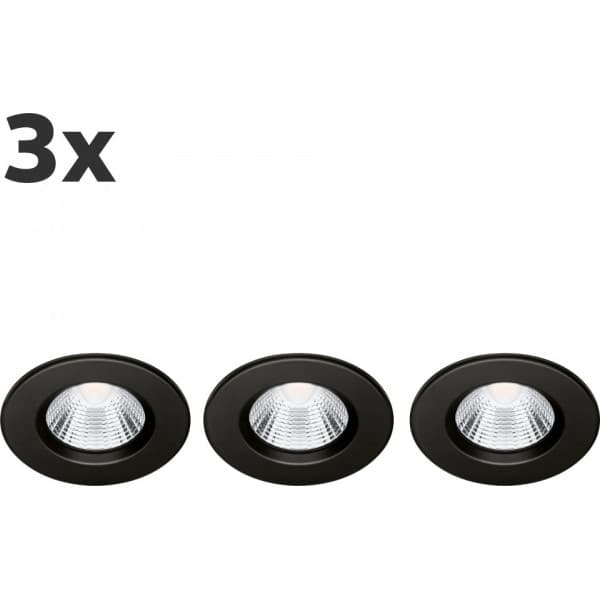 Philips Dive SL261 -målarmatur, 3-delt, sort, Dæmpbar, 350 lm, 2700K, IP65 Sort