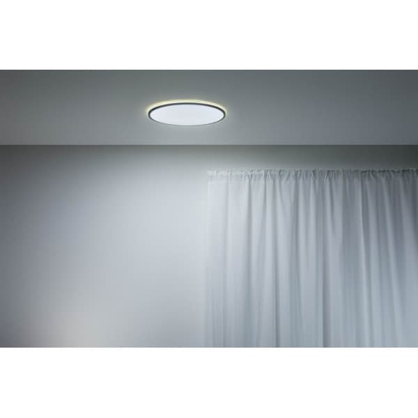 WiZ SuperSlim -loftslampen, 43 cm, rund, sort, justerbar hvid, Wi-Fi
