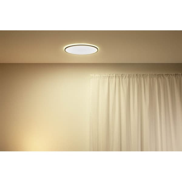 WiZ SuperSlim -loftslampen, 43 cm, rund, sort, justerbar hvid, Wi-Fi