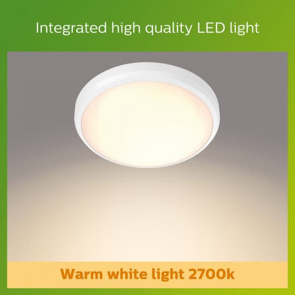 Philips Doris -kattovalaisin ulkokäyttöön, valkoinen, IP54, 2700K
