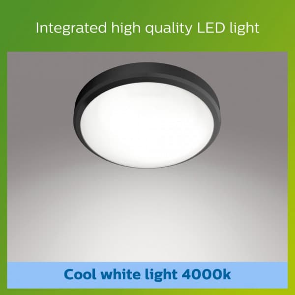 Philips Doris -taklampa för utomhusbruk, svart, IP54, 4000K