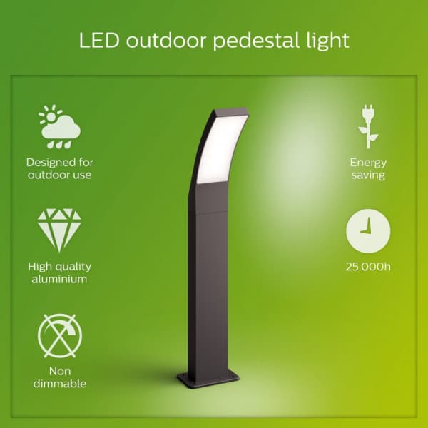 Philips Splay Pedestal -stående lysarmatur, antracit, 4000K