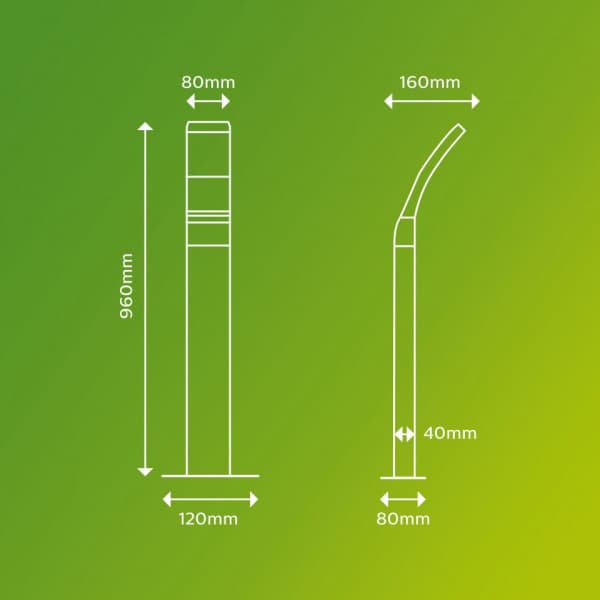 Philips Splay Post -pylväsvalaisin, antrasiitti, 2700K