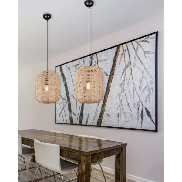 Trio Runa - pendelbelysning 35 cm, E27, matsort/sisal