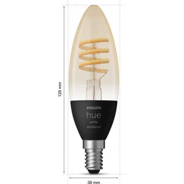 Philips Hue - filamentintelligent lampe, White Ambiance Filament, E14, 2-pack