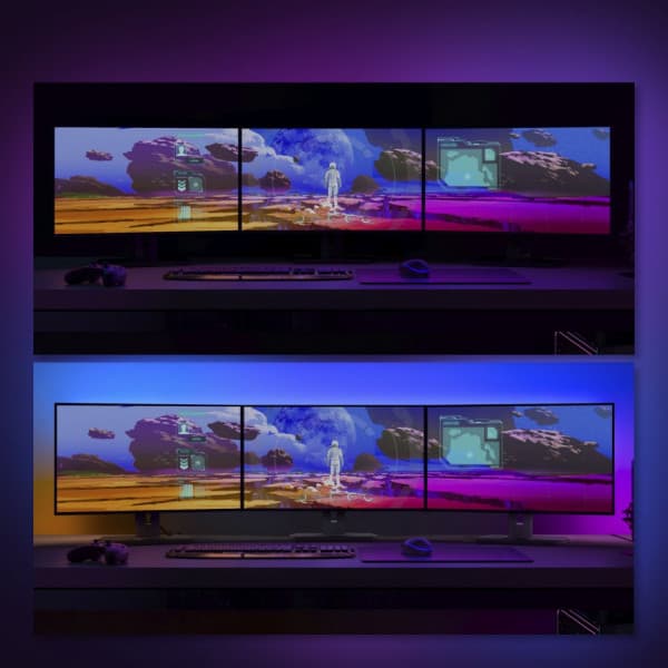 Philips Hue LightStrip Gradient för PC Starter Kit -intelligent LED-ljusremsa och Hue Bridge, för 3 x 24" skärmar