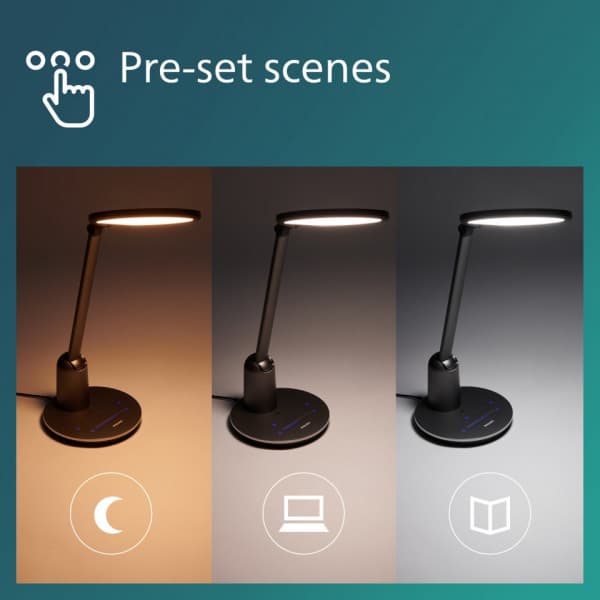Philips Einstein DSK602 -skrivbordslampa, grå