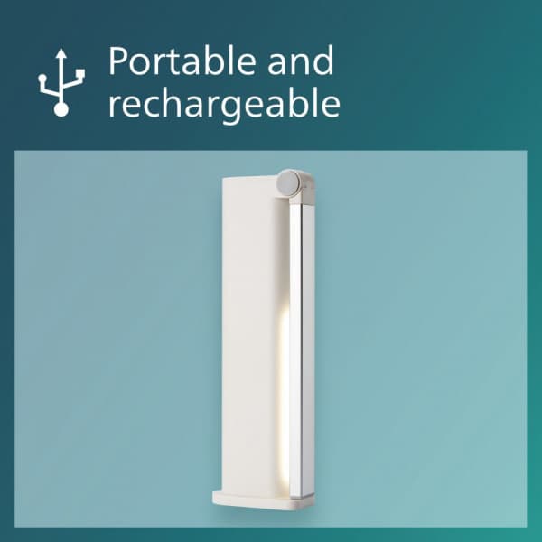 Philips Amber DSK202 - skrivebordslampe, USB-opladbar, hvid
