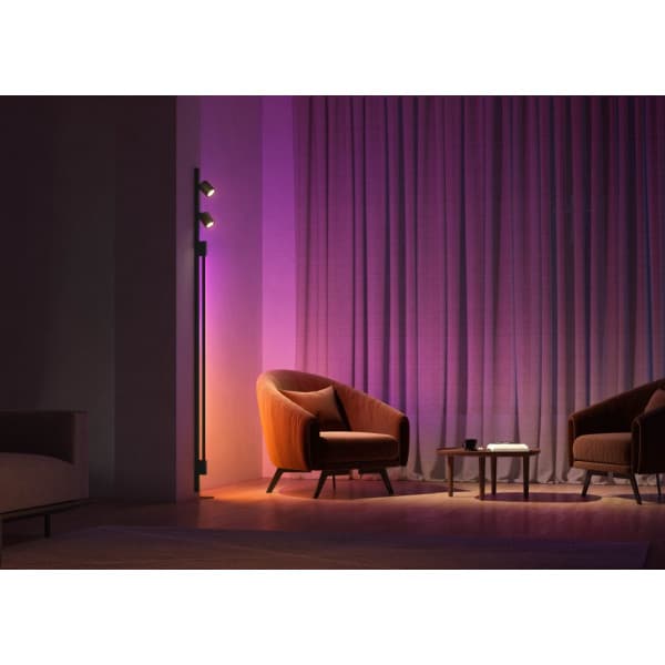 Philips Hue Perifo -smartrakbelysningssatser för startpaket på väggen, White and Color Ambiance, svart