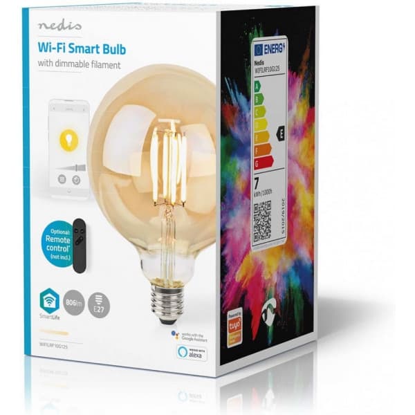 Nedis SmartLife -LED-älylamppu, globe, E27, lämmin valkoinen, Wi-Fi, 806 lm