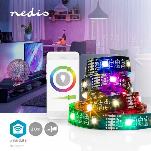 Nedis SmartLife -LED-valonauha, lämmin valkoinen + RGB, bluetooth, 2 m