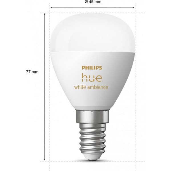 Philips Hue White Ambience Luster smartlampe, E14, P45 2 stk.